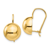 14k 12.00mm Hollow Half Ball Earrings-TH658