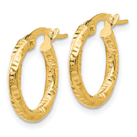 14K Polished and Textured Hoop Earrings-TH669