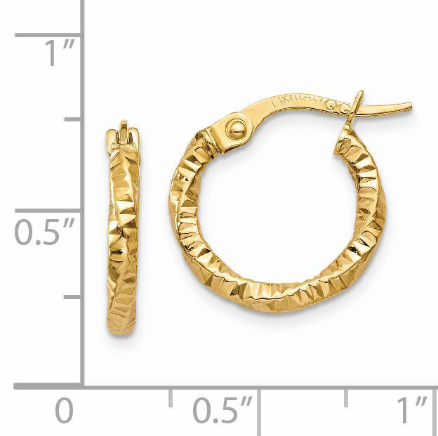 14K Polished and Textured Hoop Earrings-TH669