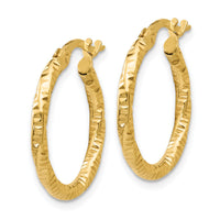 14K Polished and Textured Hoop Earrings-TH671