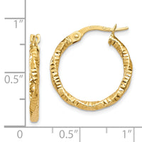 14K Polished and Textured Hoop Earrings-TH671