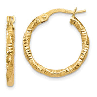 14K Polished and Textured Hoop Earrings-TH671