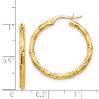 14K Polished and Textured Hoop Earrings-TH674