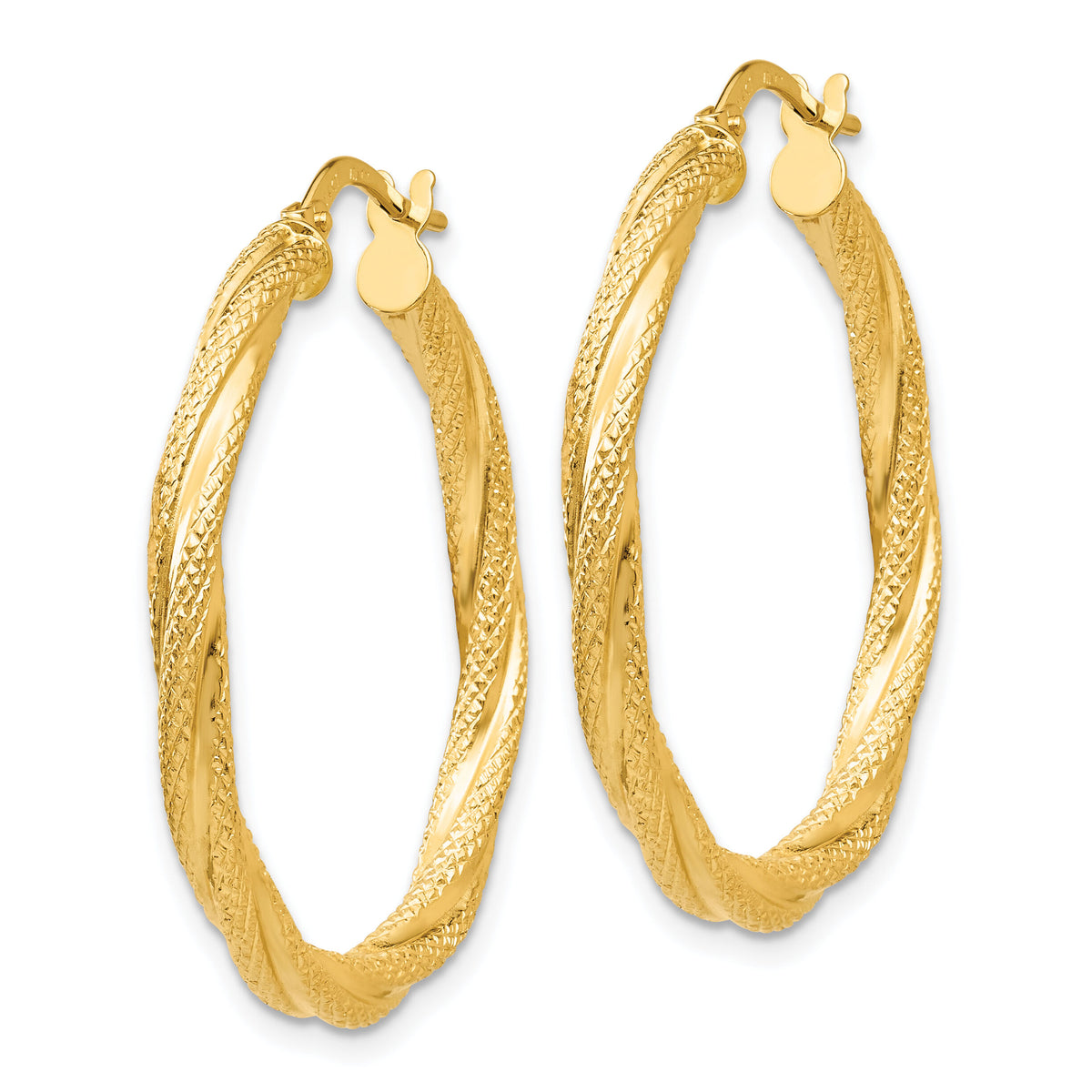 14K Twisted Textured Hoop Earrings-TH695