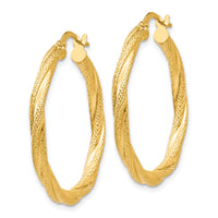 14K Twisted Textured Hoop Earrings-TH695