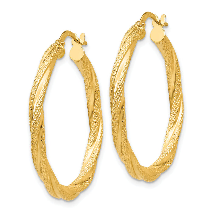 14K Twisted Textured Hoop Earrings-TH695