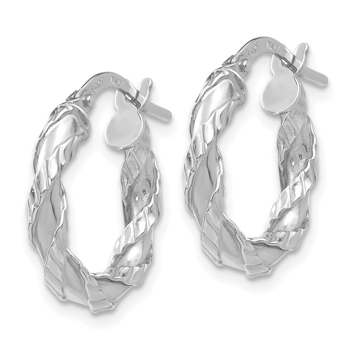 14K White Gold Twisted Rope Hoop Earrings-TH703