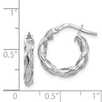 14K White Gold Twisted Rope Hoop Earrings-TH703