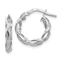 14K White Gold Twisted Rope Hoop Earrings-TH703