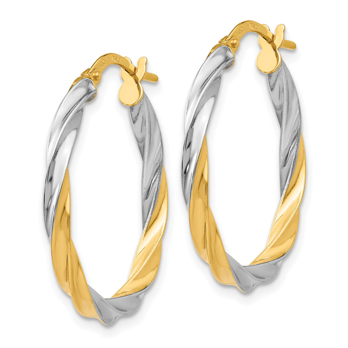 14K & Rhodium Twisted Hoop Earrings-TH717