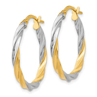 14K & Rhodium Twisted Hoop Earrings-TH717