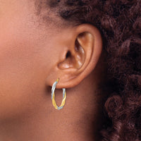 14K & Rhodium Twisted Hoop Earrings-TH717