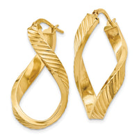 14K Twisted Textured Oval Hoop Earrings-TH731