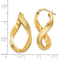 14K Twisted Textured Oval Hoop Earrings-TH731
