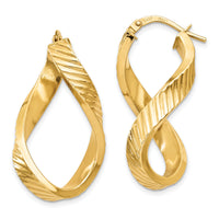 14K Twisted Textured Oval Hoop Earrings-TH731