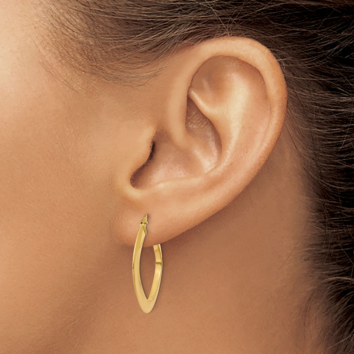 14K Tapered Square Hoop Earrings-TH775
