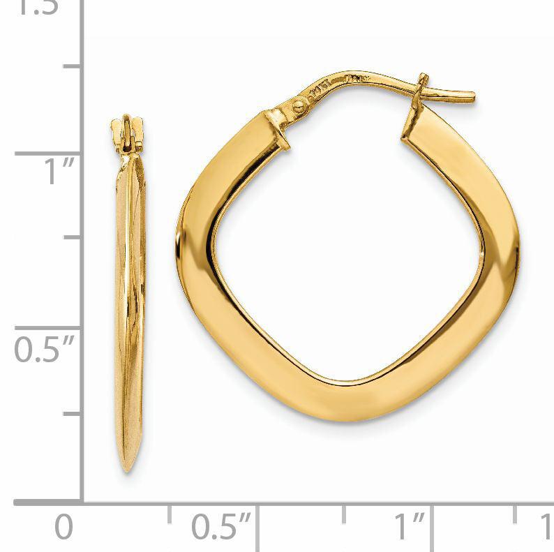 14K Tapered Square Hoop Earrings-TH775