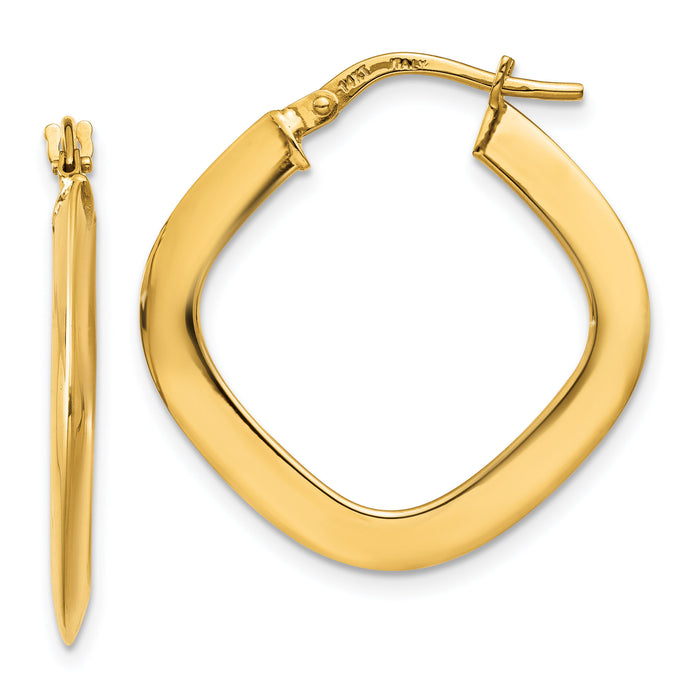 14K Tapered Square Hoop Earrings-TH775