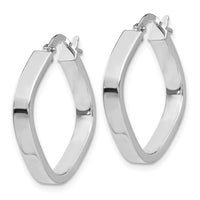 14K White Gold Flat Edge Square Hoop Earrings-TH778