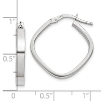 14K White Gold Flat Edge Square Hoop Earrings-TH778
