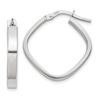 14K White Gold Flat Edge Square Hoop Earrings-TH778