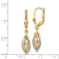 14K Two-Tone Polished Dangle Leverback Earrings-TH857