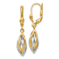 14K Two-Tone Polished Dangle Leverback Earrings-TH857
