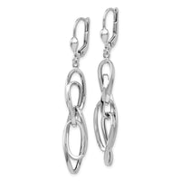 14K White Gold Polished Dangle Leverback Earrings-TH876