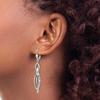 14K White Gold Polished Dangle Leverback Earrings-TH876