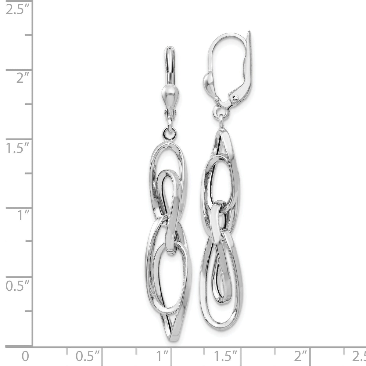 14K White Gold Polished Dangle Leverback Earrings-TH876