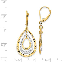 14K Two-tone Diamond Cut Leverback Earrings-TH882