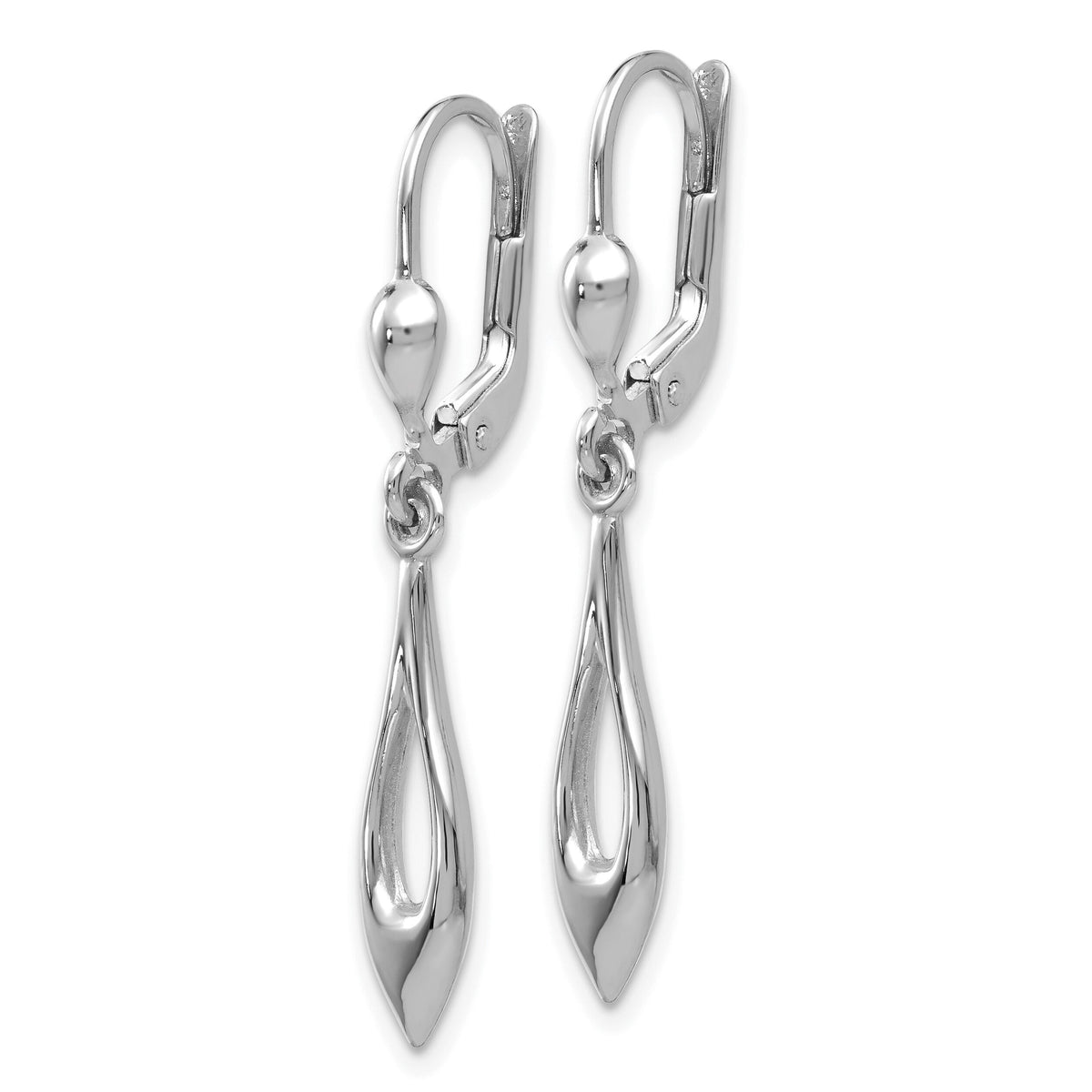 14K White Gold Polished Dangle Leverback Earrings-TH925