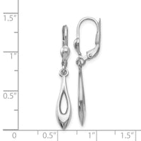 14K White Gold Polished Dangle Leverback Earrings-TH925