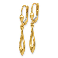 14K Gold Polished Dangle Leverback Earrings-TH926