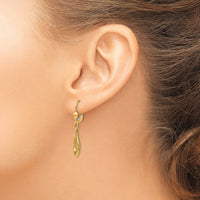 14K Gold Polished Dangle Leverback Earrings-TH926