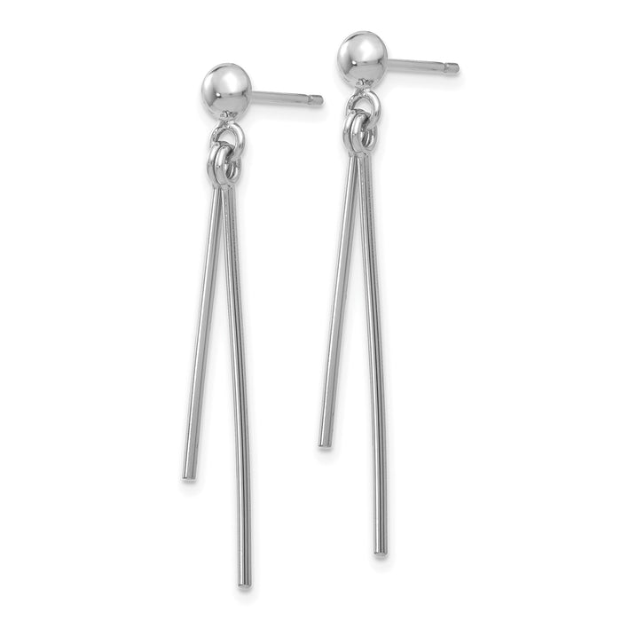 14k White Gold Polished Post Dangle Earrings-TH932
