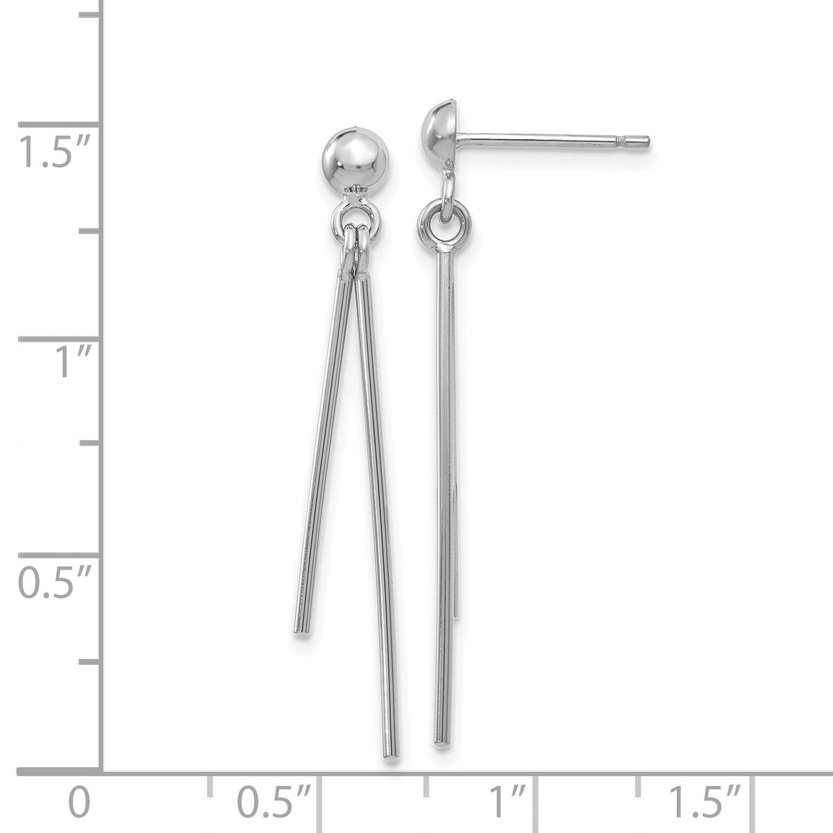 14k White Gold Polished Post Dangle Earrings-TH932