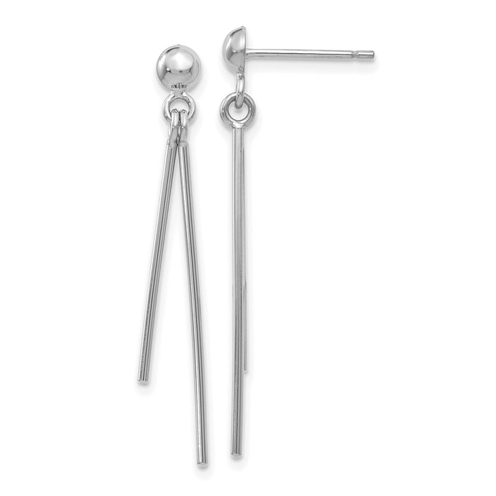 14k White Gold Polished Post Dangle Earrings-TH932