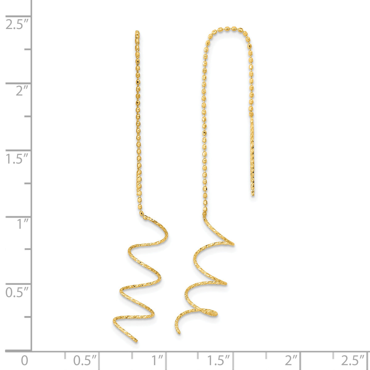 14k Polished Diamond-cut Spiral Threader Earrings-TH951