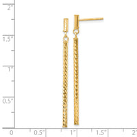 14k Polished and Diamond-cut Bar Dangle Post Earrings-TH955