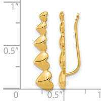 14k Gold Heart Polished Ear Climber Earrings-TH967