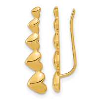 14k Gold Heart Polished Ear Climber Earrings-TH967