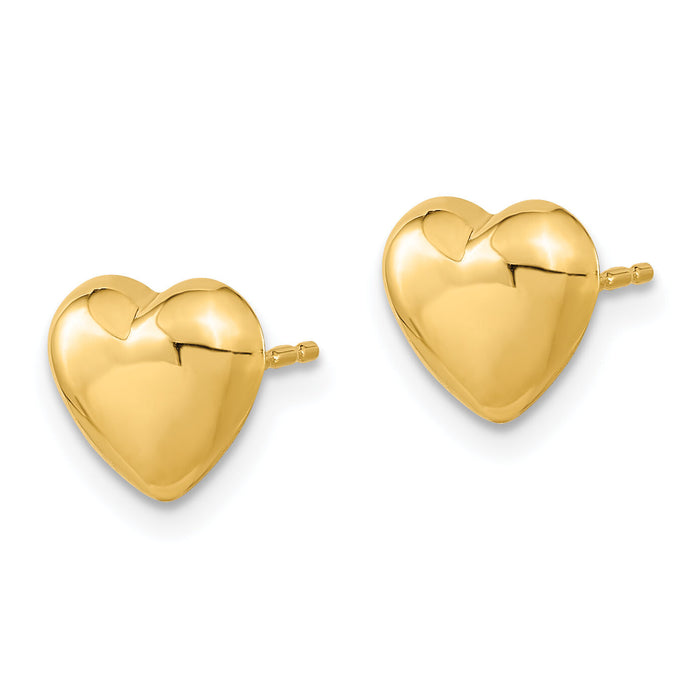 14k Gold Polished Heart Post Earrings-TH968