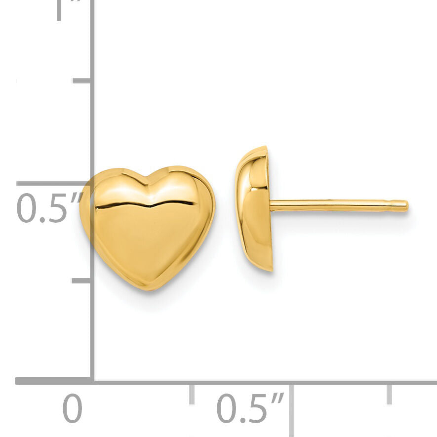 14k Gold Polished Heart Post Earrings-TH968