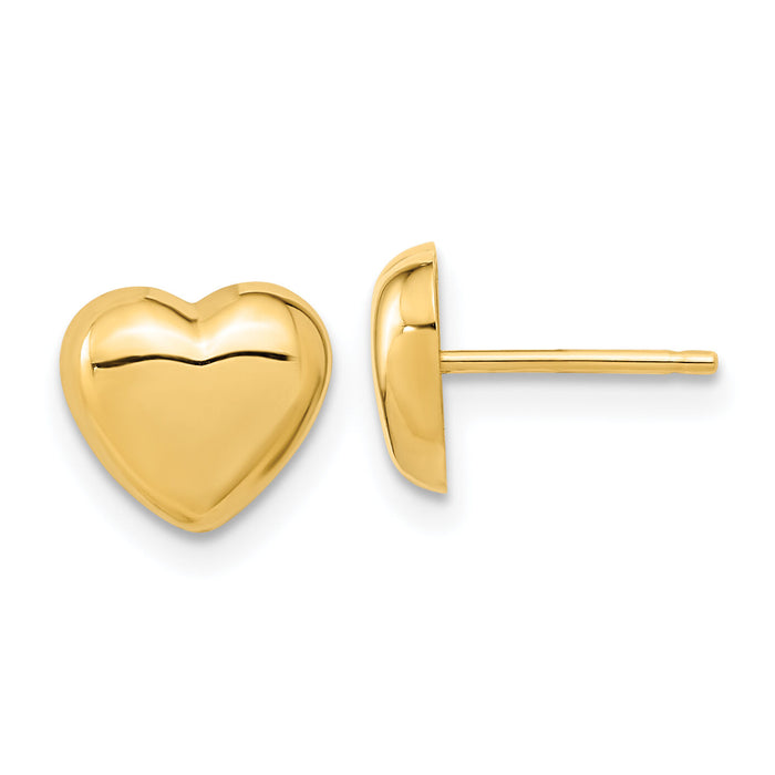 14k Gold Polished Heart Post Earrings-TH968