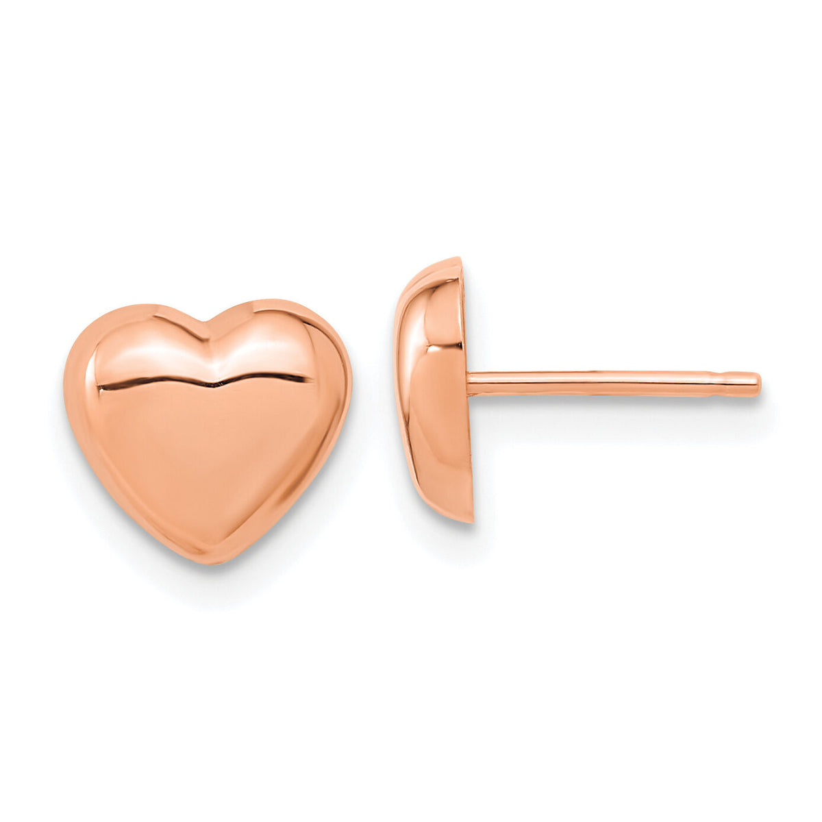 14k Rose Gold Polished Heart Post Earrings-TH968R