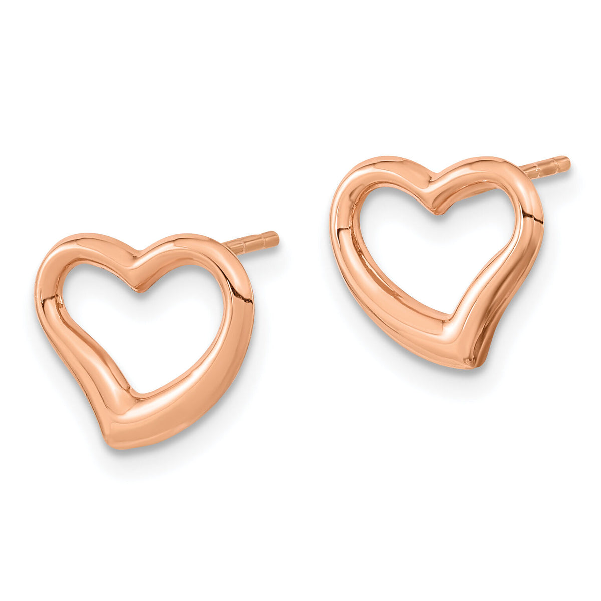14k Rose Gold Polished Heart Post Earrings-TH969