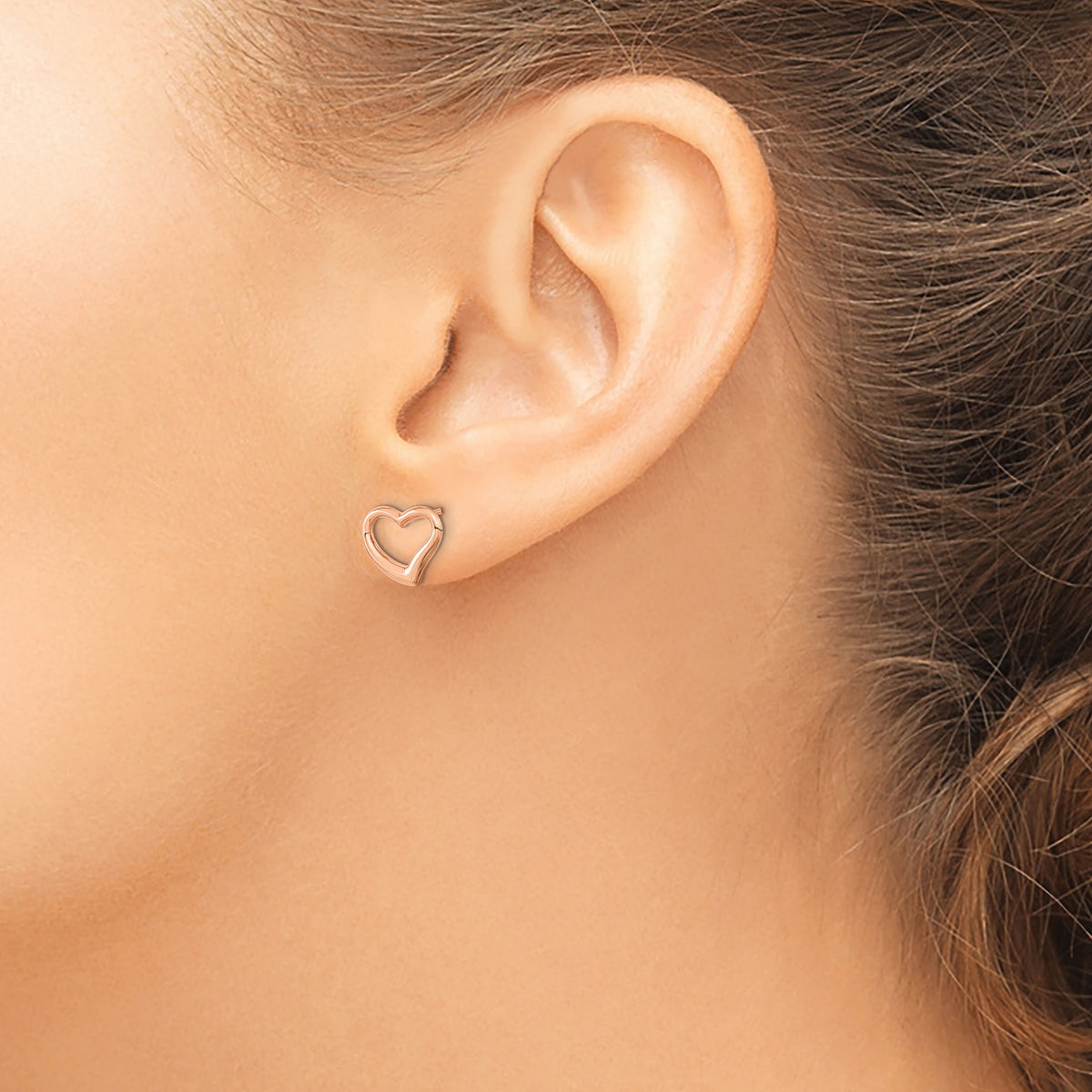 14k Rose Gold Polished Heart Post Earrings-TH969
