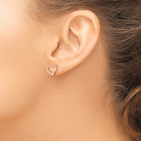 14k Rose Gold Polished Heart Post Earrings-TH969
