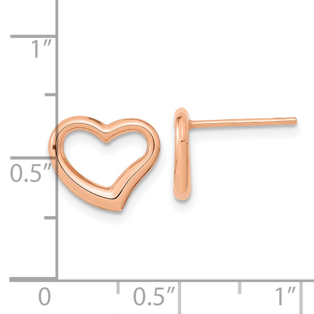 14k Rose Gold Polished Heart Post Earrings-TH969